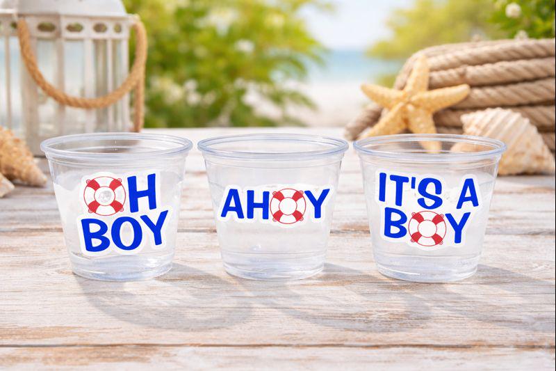 NAUTICAL PARTY CUPS - Nautical Baby Shower Cups Nautical Baby Shower Favors Nautical Party Nautical Party Favors Ahoy Oh Boy It's a Boy Cups