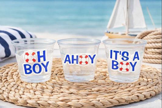 NAUTICAL PARTY CUPS - Nautical Baby Shower Cups Nautical Baby Shower Favors Nautical Party Nautical Party Favors Ahoy Oh Boy It's a Boy Cups