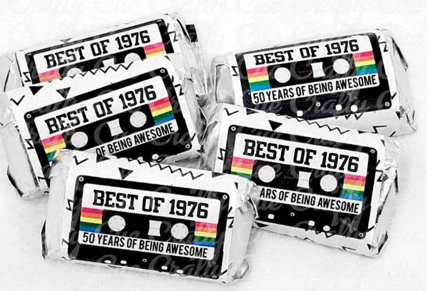 30 - 50th Birthday Cassette Tape Stickers 50th Birthday Stickers For Mini Candy Bar Wrapper Vintage 50th Birthday Best of 1976 Birthday