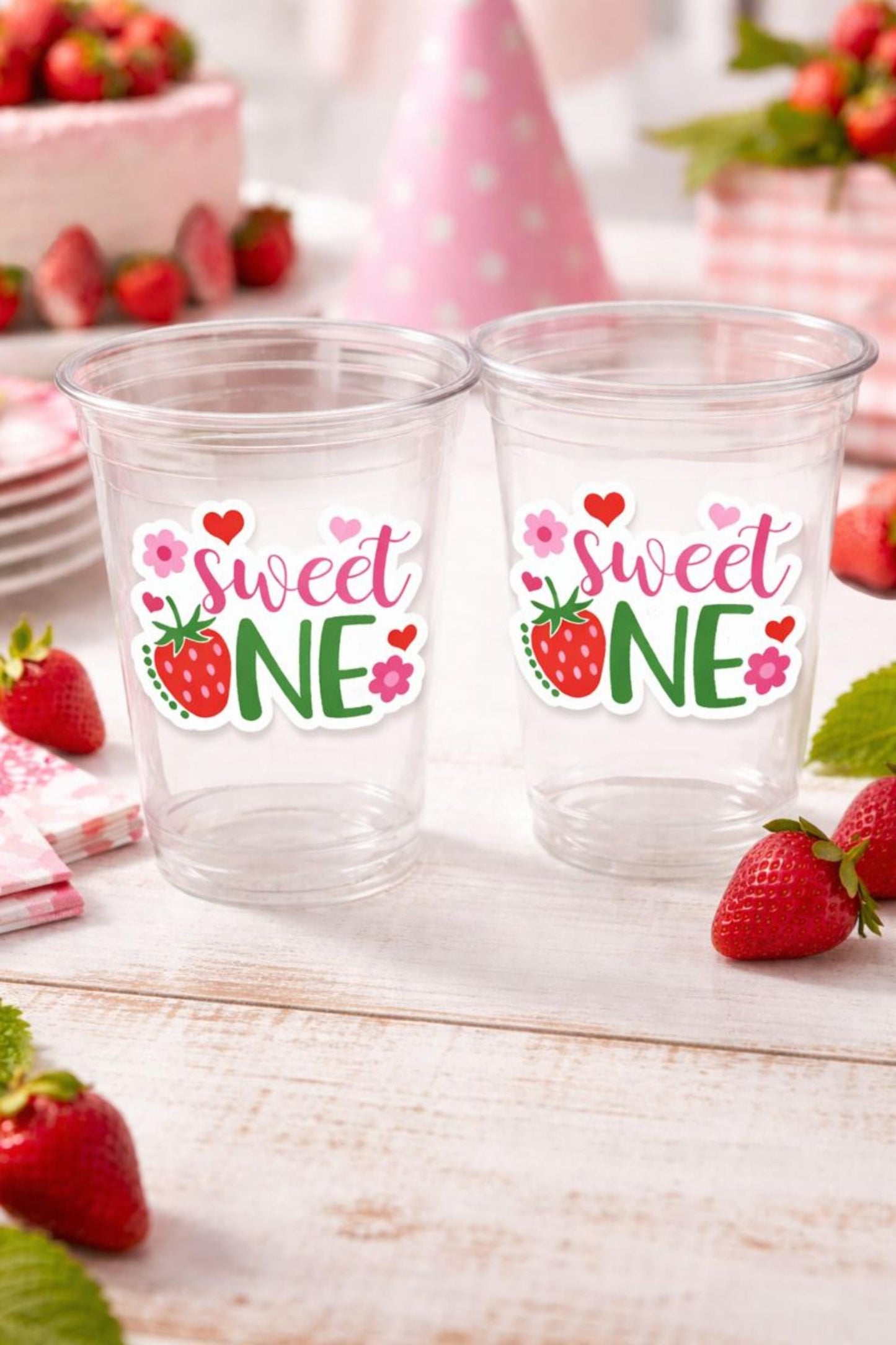STRAWBERRY PARTY CUPS - Strawberry Birthday Cups Strawberry Cups First Birthday Strawberry Party Decorations Strawberry Baby Shower