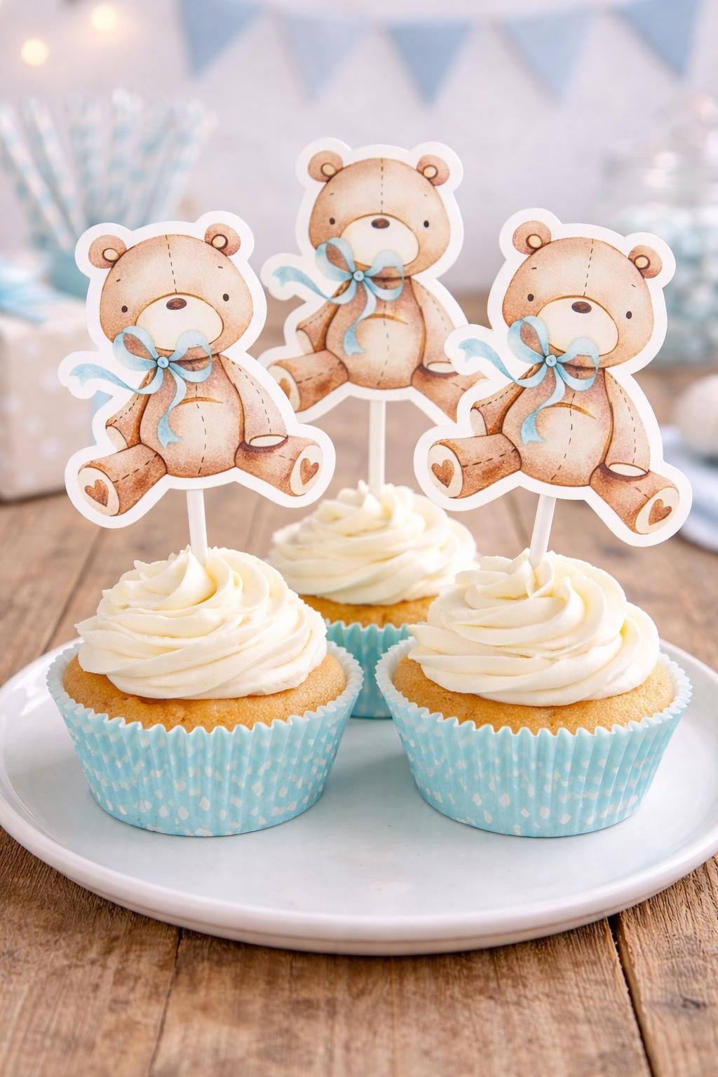 Teddy Bear Cupcake Toppers, Teddybear Cupcake Toppers