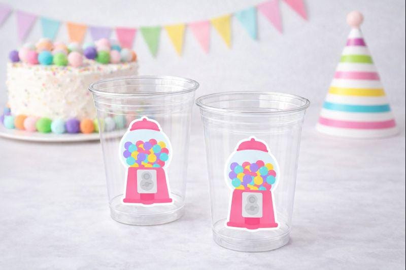 GUMBALL PARTY CUPS - Gumball Birthday Gumball Party Gum Ball Cups Candy Birthday Candy Cups Dessert Table Cups Sweets Table Cups Candy Gum