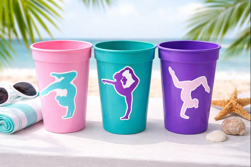 GYMNASTICS PARTY CUPS -Gymnast Party Cups Gymnastics Birthday Party Gymnast Party Cups Tumbling Gymnastics Party Favors Gymnast Party Favors