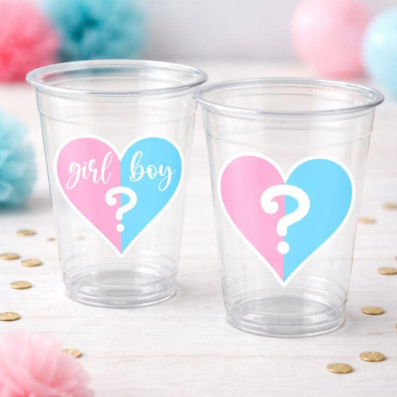 GENDER REVEAL Party Cups - Pink and Blue Party Cups Gender Reveal Party Favors One Piece Gender Reveal Gender Reveal Decorations Baby Shower