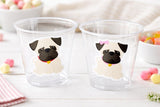 PUG PARTY Cups - Pug Cups Pug Birthday Cups Pug Dog Party Cups Puppy Party Cups Dog Birthday Party Puppy Party Decorations Dog Party Favors