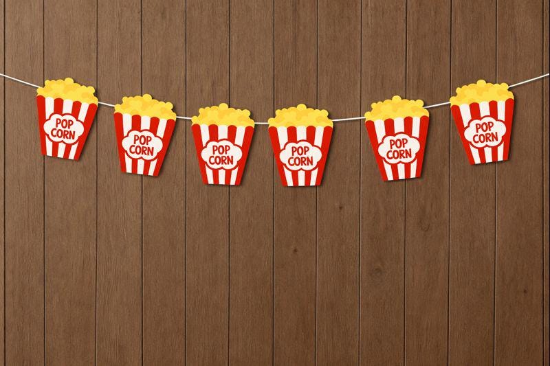 Movie Party Garland, Movie Party Banner, Popcorn Banner, Popcorn Garland, Photo Prop (22817107P)