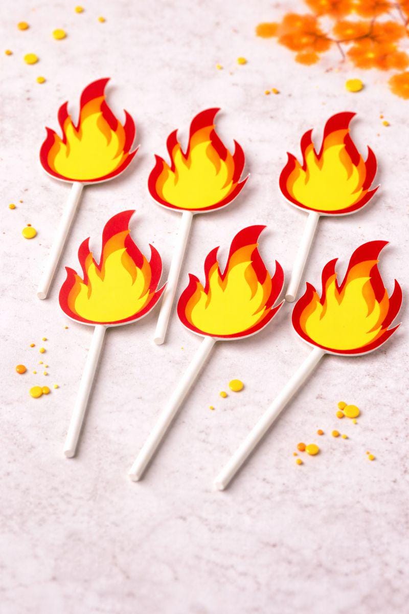 Fire Cupcake Toppers, Flame Cupcake Toppers, Firetruck Cupcake Toppers, Fireman Cupcake Toppers 71519520P