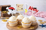 Pirate Party Cupcake Toppers Pirate Party Decorations Pirate Birthday Party Pirate Baby Shower Pirate Cake Toppers