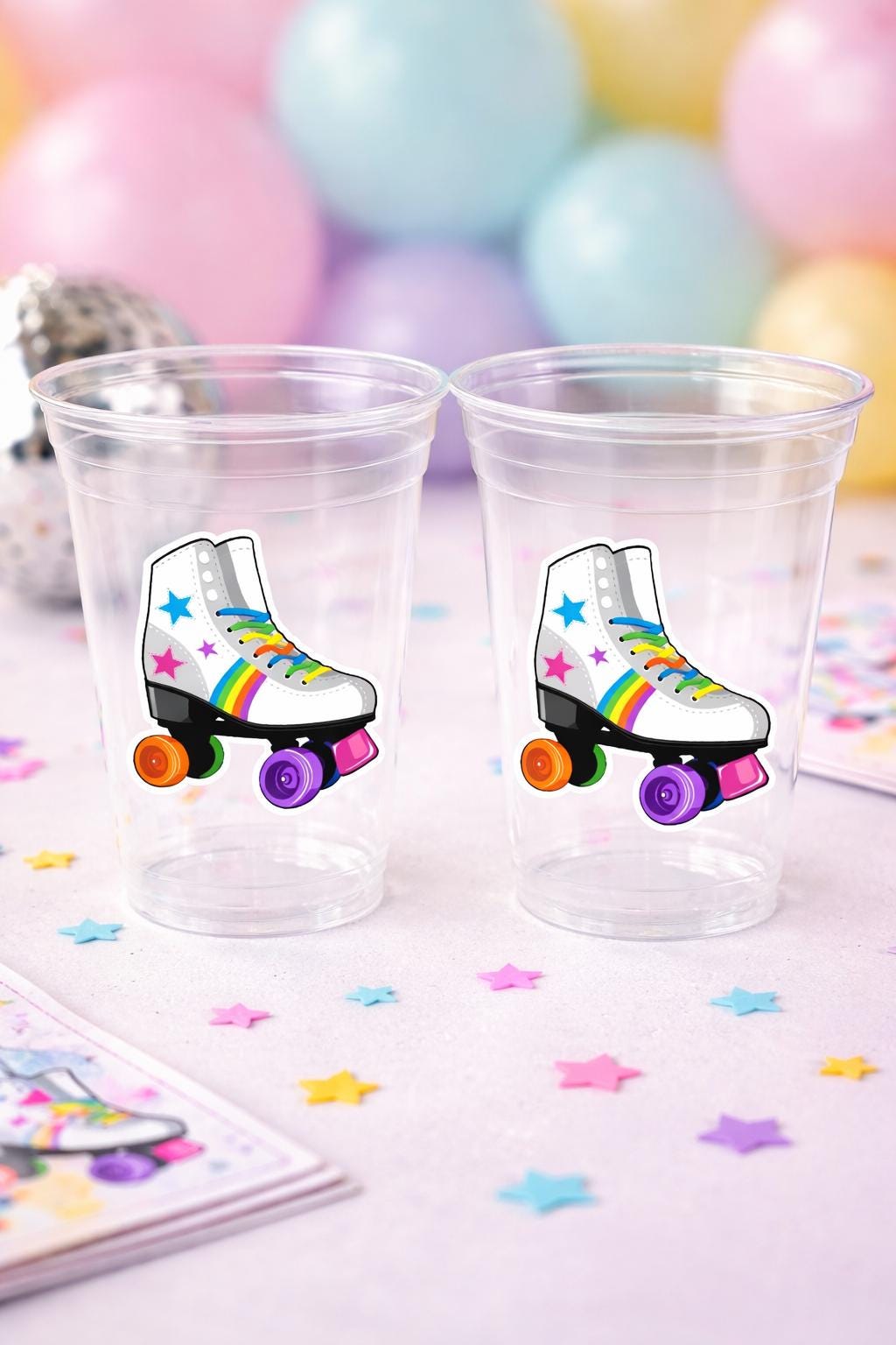 ROLLER SKATE PARTY Cups - Roller Skating Birthday Cups Skate Party Favors Skating Party Cups Roller Skating Birthday 80's Birthday Party