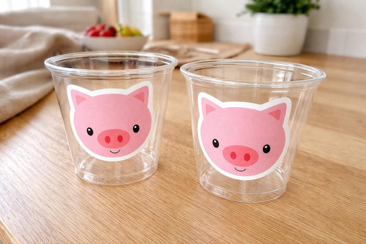 PIG PARTY CUPS - Pig Birthday Cups Pig Party Favors Farm Party Cups Pig Baby Shower Farm Birthday Pig Party Decorations Farm Party Piggy
