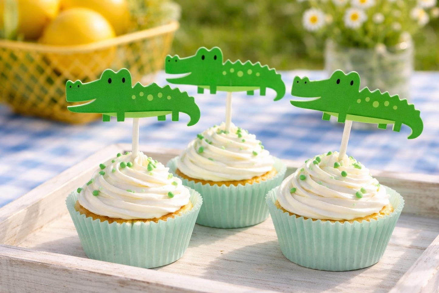 Alligator Cupcake Toppers - Alligator Birthday - Alligator Baby Shower - Jungle Cupcake Toppers - 12319450P