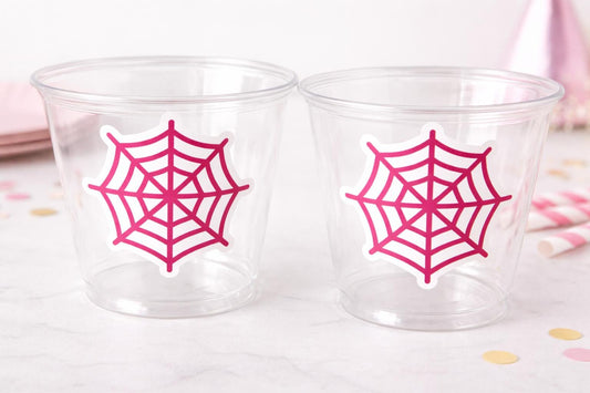 GIRL SPIDER PARTY Cups - Spider Web Cups Spider Cups Pink Spider Decorations Spider Birthday Spider Party Treat Cups Spider Web Party Cups