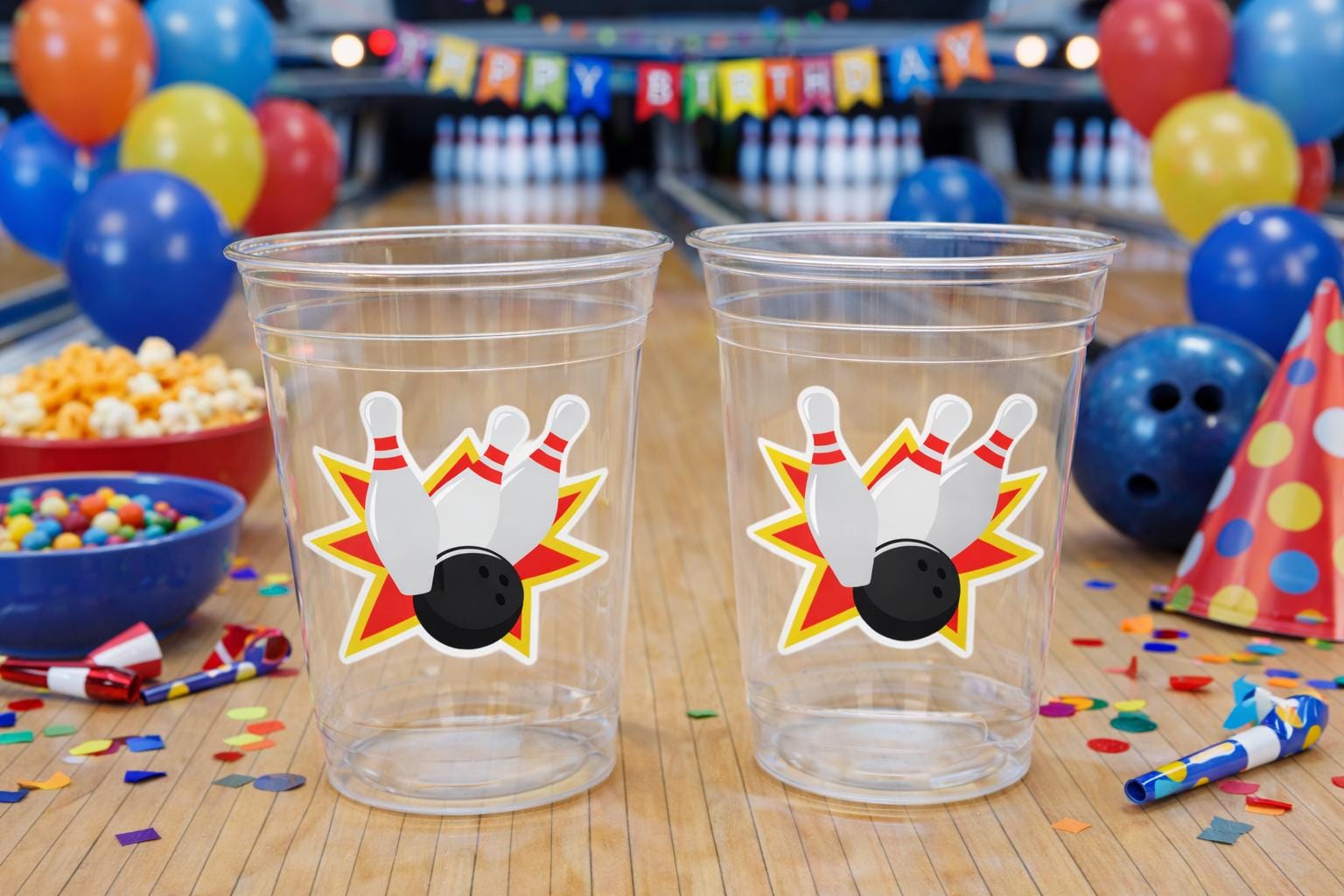 BOWLING PARTY CUPS - Bowling Birthday Cups Bowling Cups First Birthday Bowling Party Decorations Bowling Bowling Cups Bowling Party Favors