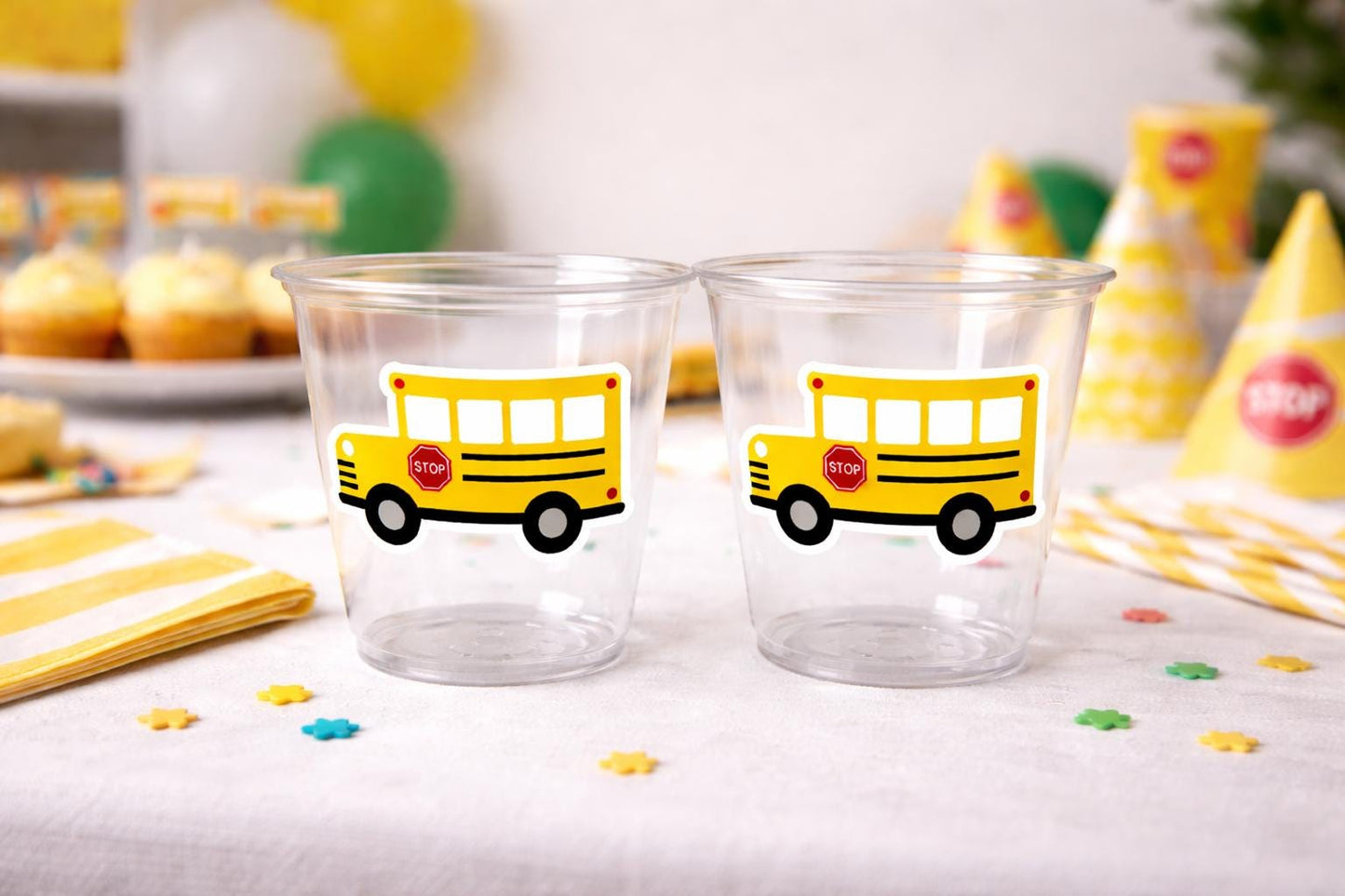 School Bus Party Cups - School Cups School Bus Birthday School Bus Party School Bus Favors Teachers Gift Gift for Teacher Back To School