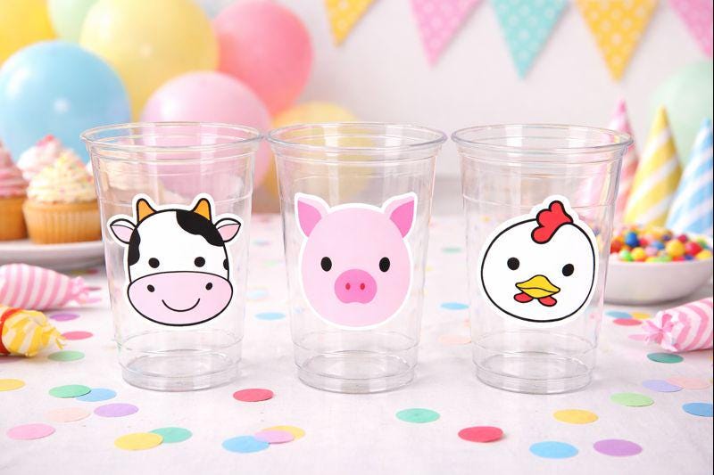FARM PARTY Cups - Farm Cups Farm Animal Cups Farm First Birthday Farm Baby Shower Barnyard Party Farm Birthday Decorations Farm Party Favors