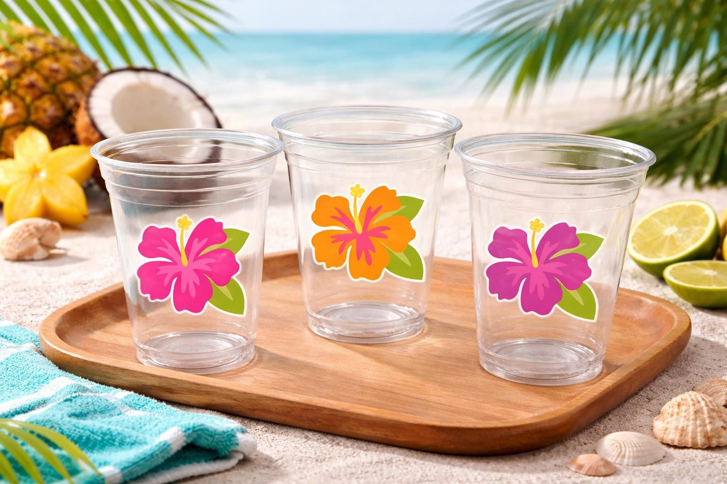 LUAU PARTY CUPS - Aloha Party Cups Luau Party Decoration Luau Party Supplies Luau Baby Shower Tropical Party Decorations Hawaii Hibiscus Cup