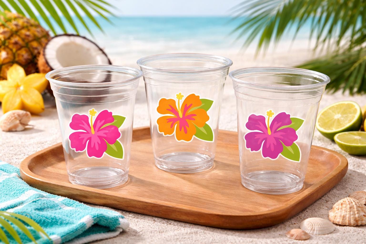 LUAU PARTY CUPS - Aloha Party Cups Luau Party Decoration Luau Party Supplies Luau Baby Shower Tropical Party Decorations Hawaii Hibiscus Cup