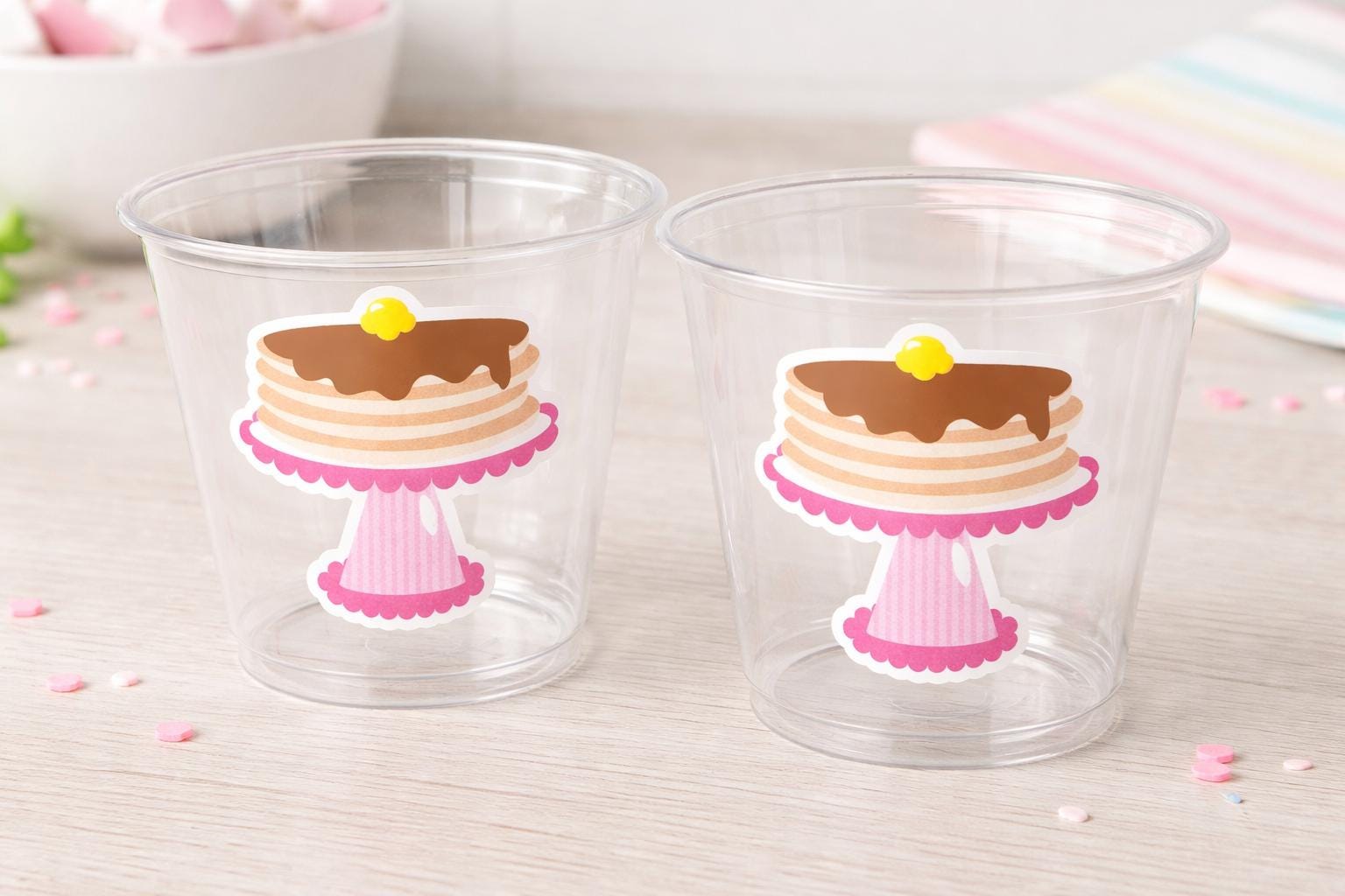 Pancake Party Cups, Pancake Treat Cups, Pancake Birthday, Pancake Party, Pancake Party Favors, Pancakes and Pajamas