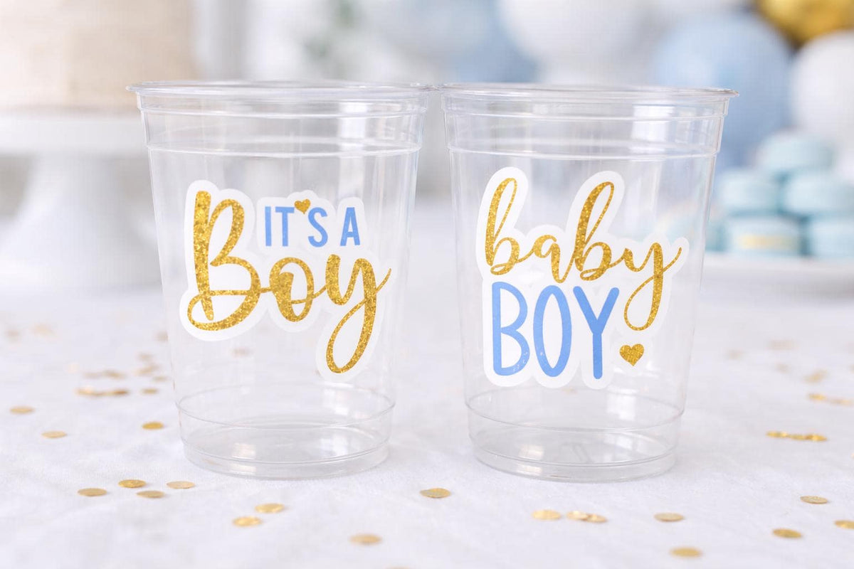 IT'S A BOY PARTY Cups Boy Baby Shower Cups It's A Boy Baby Shower Favor Gender Neutral Baby Shower Favor Baby Boy Favor Cups Blue and Gold