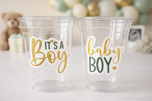 GREEN AND GOLD Baby Shower Cups It's A Boy Baby Shower Favor Green Gold Gender Neutral Baby Shower Favor Green Baby Shower Favor Cups