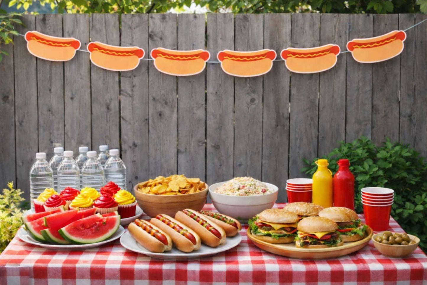 Hot Dog Garland / Hot Dog Banner, Fast Food Banner, Fast Food Garland, Photo Prop
