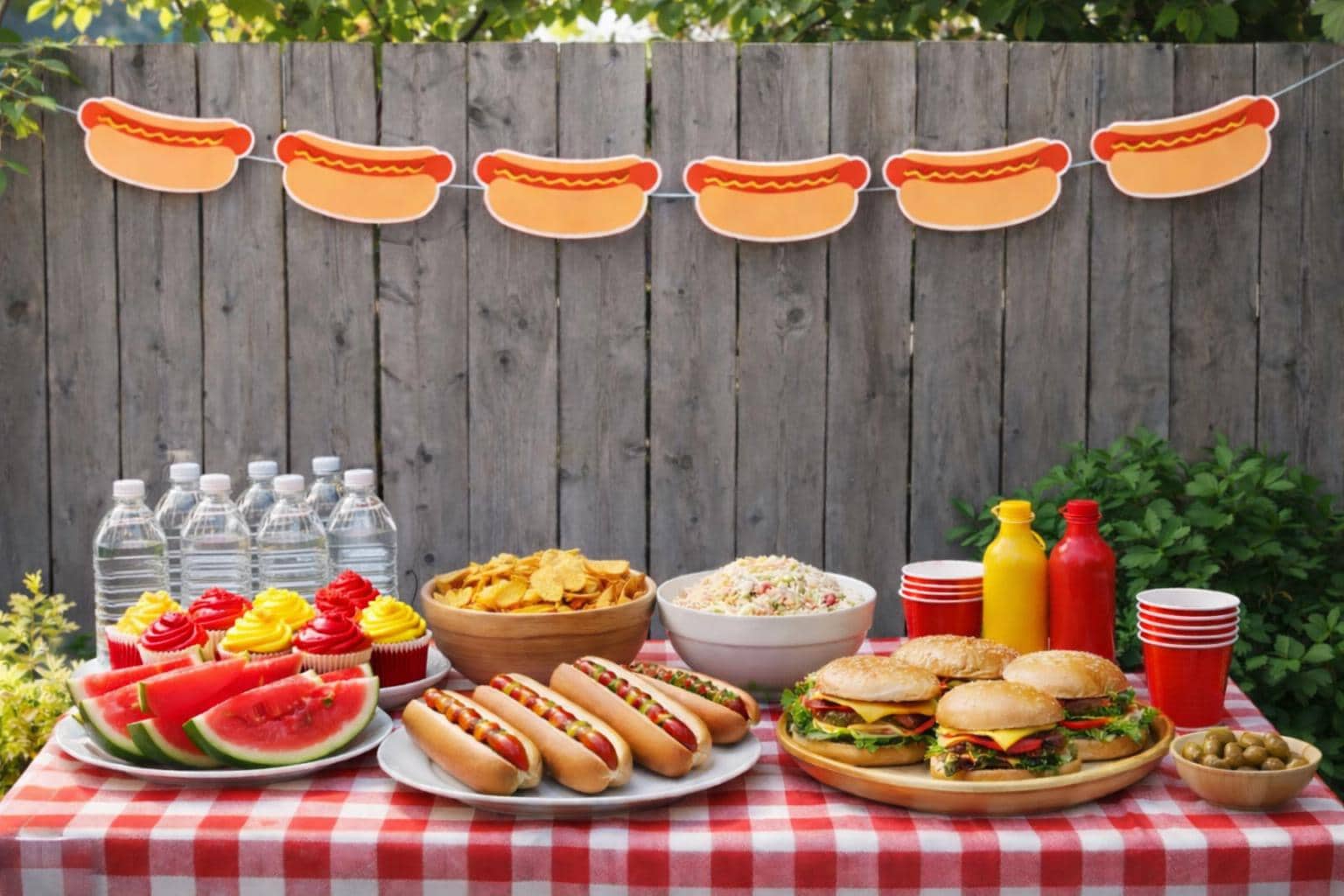 Hot Dog Garland / Hot Dog Banner, Fast Food Banner, Fast Food Garland, Photo Prop