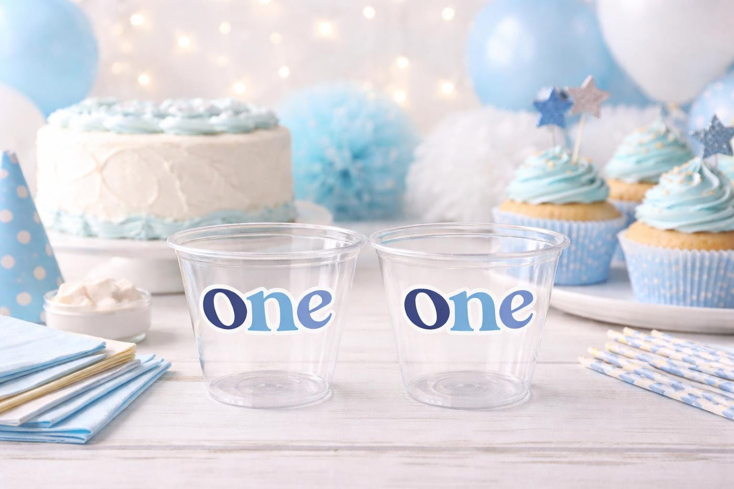 ONE Birthday Cups First Birthday Party Cups 1st Birthday Party Cups First Birthday Party Favors Happy Birthday Cups One Party Favor Cups