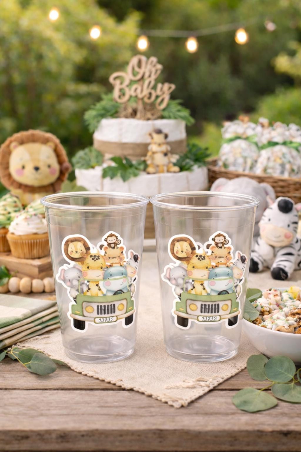 SAFARI PARTY CUPS - Safari Birthday Cups Safari Birthday Safari Party Safari Decorations Safari Baby Shower Safari Favors Jungle Party Cups