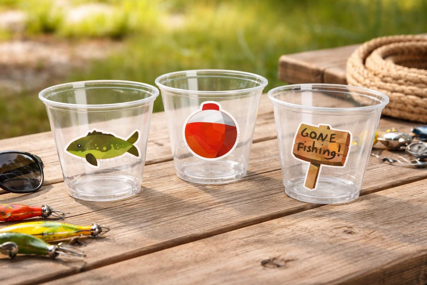 FISHING PARTY CUPS - Gone Fishing Party Fishing Party The Big One Fishing Bobber Decorations Fishing Birthday Fishing First Party Bait Cups