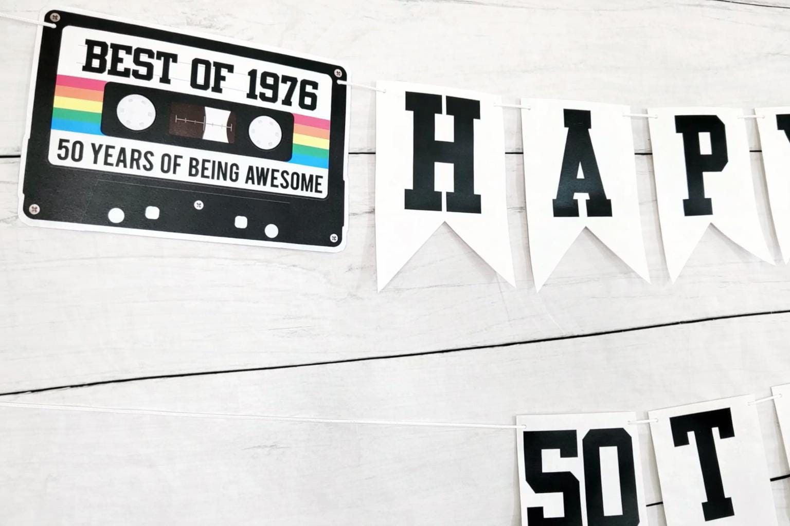 BEST OF 1975 - 50th Birthday Banner 1975 Banner 1975 Party Decorations 50th Party Decorations 50th Party Banner 50 Birthday Party Banner 70s