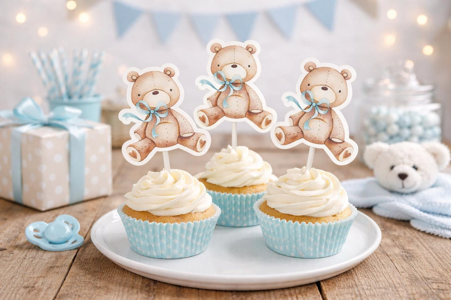Teddy Bear Cupcake Toppers, Teddybear Cupcake Toppers