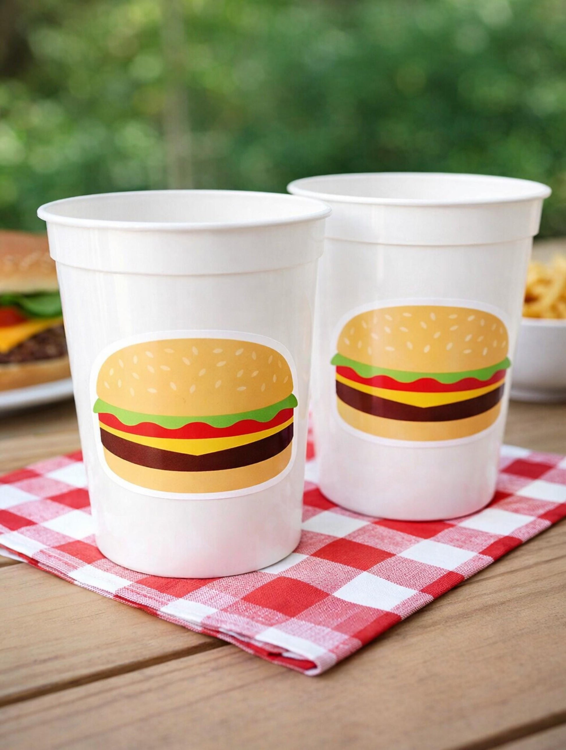 HAMBURGER PARTY Cups - Hamburger Birthday Party Hamburger Party Hamburger Treat Cups Hamburger Birthday Decorations Hamburger Party Favors