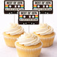 Set of 12 retro cassette tape cupcake toppers made from premium cardstock