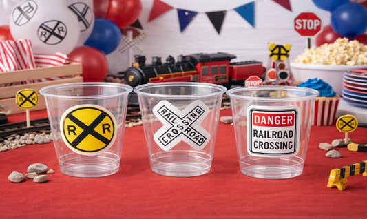 TRAIN PARTY CUPS - Train Birthday Cups Train Party Favors Train Birthday Favors Train First Birthday Decorations Train Party Supplies