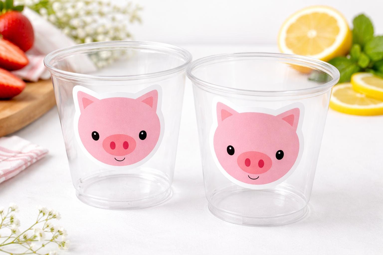 PIG PARTY CUPS - Pig Birthday Cups Pig Party Favors Farm Party Cups Pig Baby Shower Farm Birthday Pig Party Decorations Farm Party Piggy
