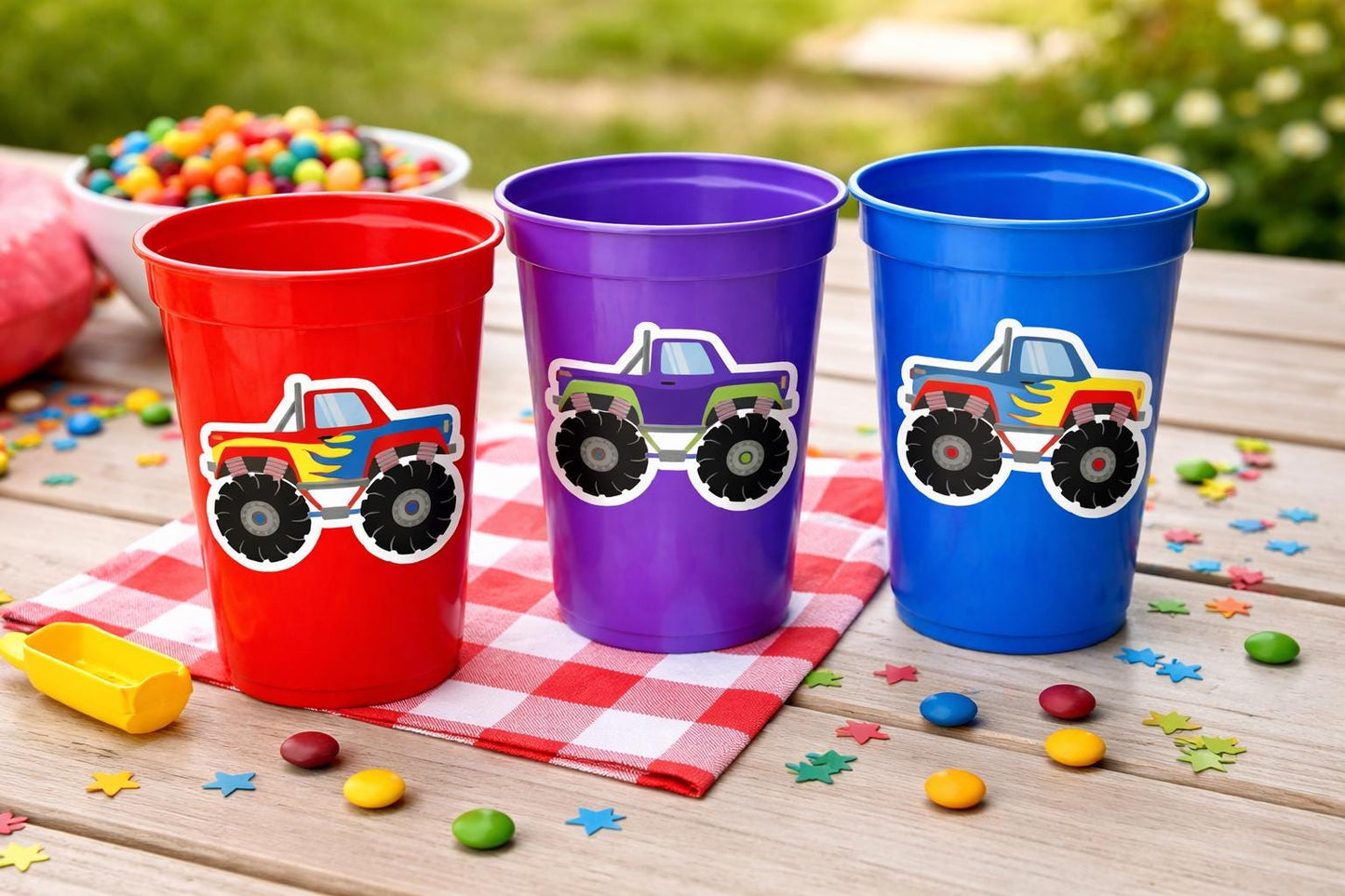 MONSTER TRUCK PARTY Cups - Monster Truck Treat Cups Monster Truck Birthday Monster Truck Party Monster Truck Party Favors, Monster Truck Cup