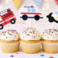 Emergency Vehicles Cupcake Toppers, Firetruck Cupcake Toppers, Ambulance Cupcake Toppers, Police Car Cupcake Toppers
