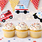 Emergency Vehicles Cupcake Toppers, Firetruck Cupcake Toppers, Ambulance Cupcake Toppers, Police Car Cupcake Toppers