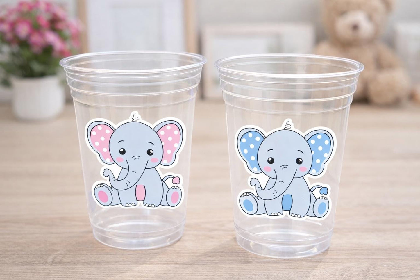 ELEPHANT PARTY CUPS- Elephant Cups Elephant Decorations Elephant Birthday Elephant Gender Reveal Elephant Party Favors Elephant Baby Shower