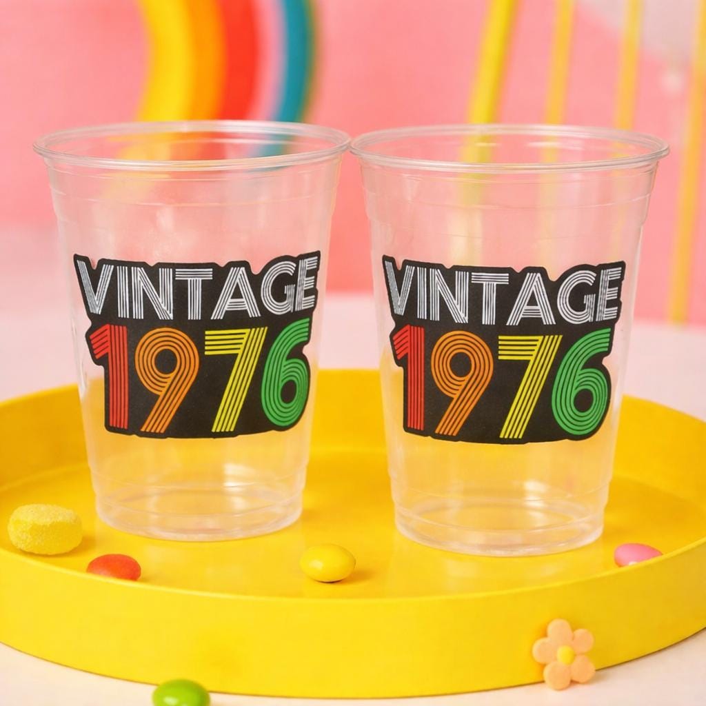 50th PARTY CUPS - 50 and Fabulous 50th Birthday Party 50th Birthday Favors 50th Party Cups 50th Party Decorations 1976 Birthday Party Cups