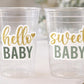GREEN AND GOLD Baby Shower Cups Hello Baby Sweet Baby Shower Favor Green Gold Gender Neutral Baby Shower Favors Green Baby Shower Favor Cups