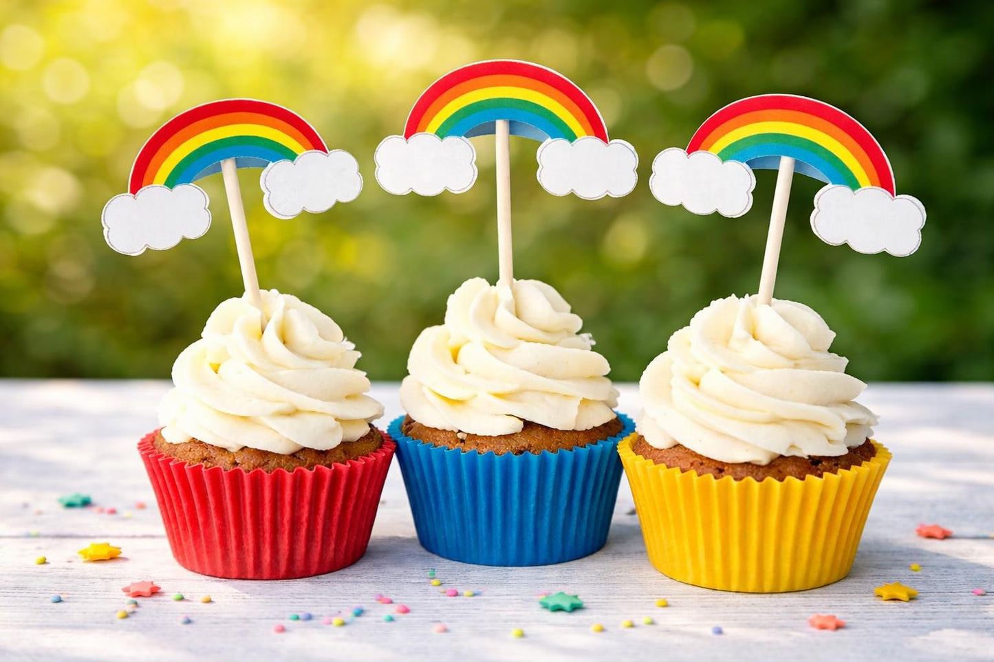 Rainbow Cupcake Toppers, Rainbow Baby Shower, Rainbow Birthday, Cupcake Toppers