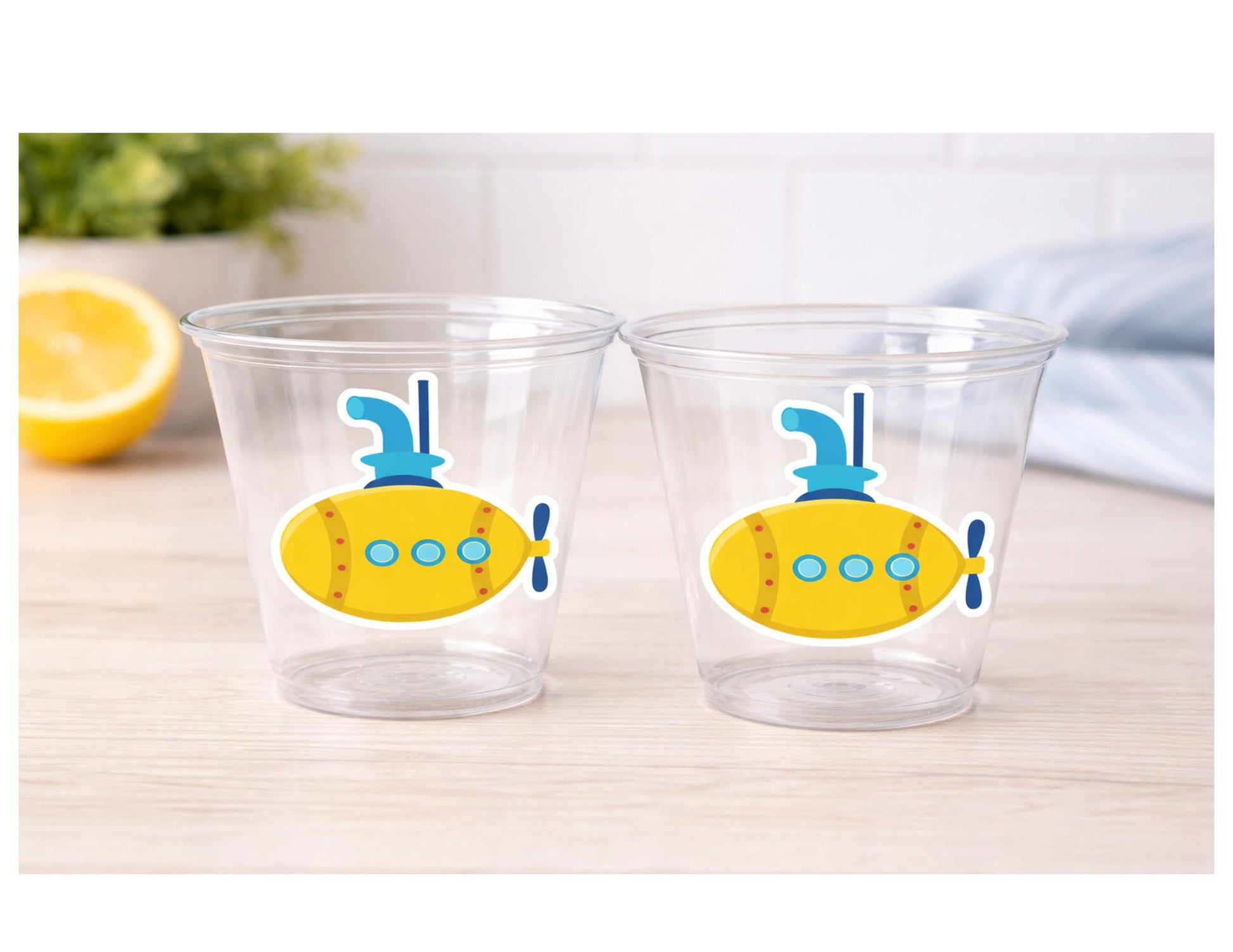 SUBMARINE PARTY CUPS- Submarine Cups Submarine Birthday Cup Submarine Cups Submarine Birthday Submarine Party Decorations Submarine Supplies