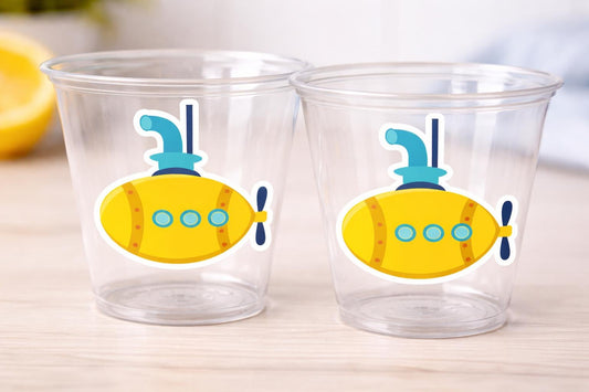 SUBMARINE PARTY CUPS- Submarine Cups Submarine Birthday Cup Submarine Cups Submarine Birthday Submarine Party Decorations Submarine Supplies