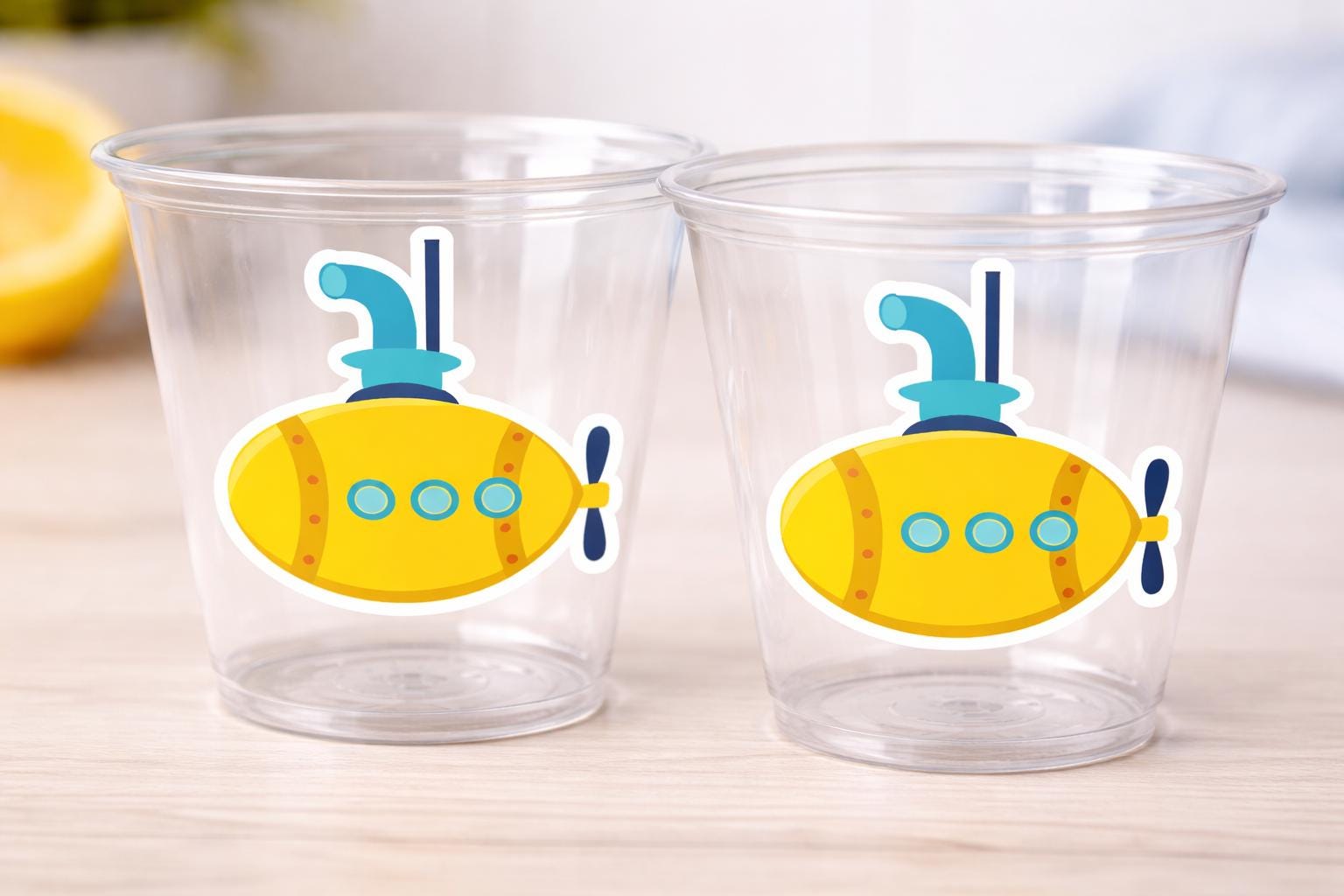SUBMARINE PARTY CUPS- Submarine Cups Submarine Birthday Cup Submarine Cups Submarine Birthday Submarine Party Decorations Submarine Supplies