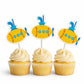 Submarine Cupcake Toppers, Under the Sea Party Decorations, Nautical Baby Shower, Ocean Theme Birthday, Yellow Submarine Picks, Party Decor
