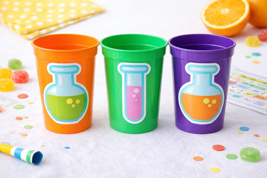 SCIENCE PARTY CUPS Science Party Favors Science Birthday Scientist Party Scientist Party Favors Biology Chemistry Stem Laboratory Experiment