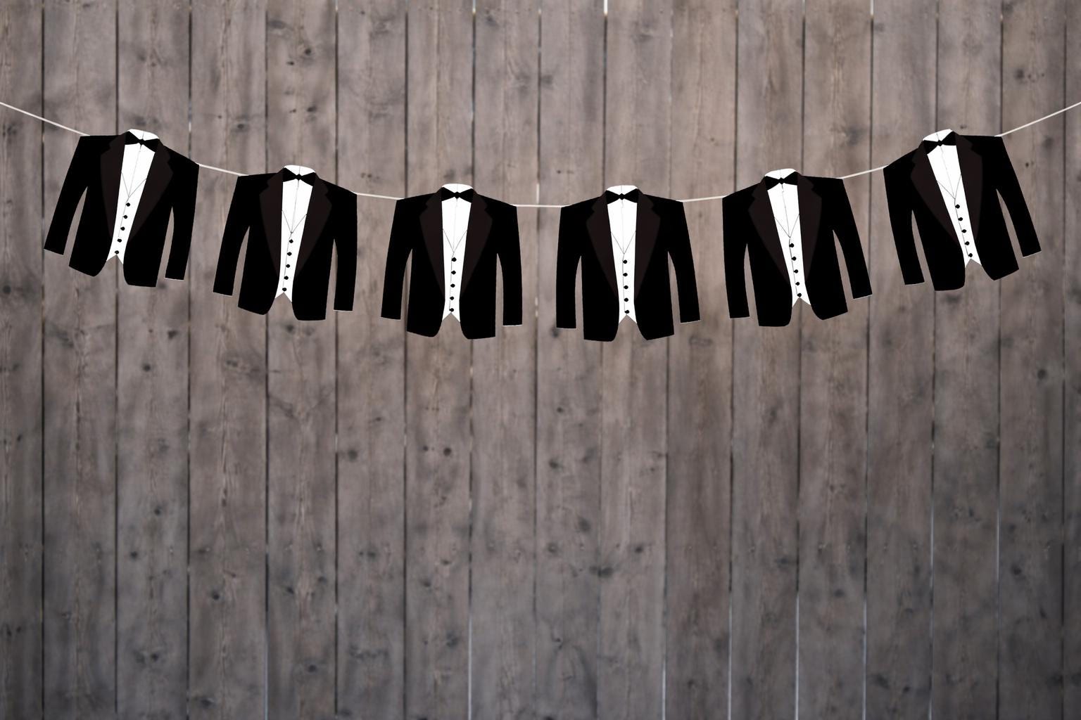 TUXEDO Garland, Tuxedo Banner, Wedding Banner, Wedding Garland, Tux Party Banner, Tux Garland, Tux Decorations, formal party, wedding