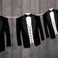 TUXEDO Garland, Tuxedo Banner, Wedding Banner, Wedding Garland, Tux Party Banner, Tux Garland, Tux Decorations, formal party, wedding