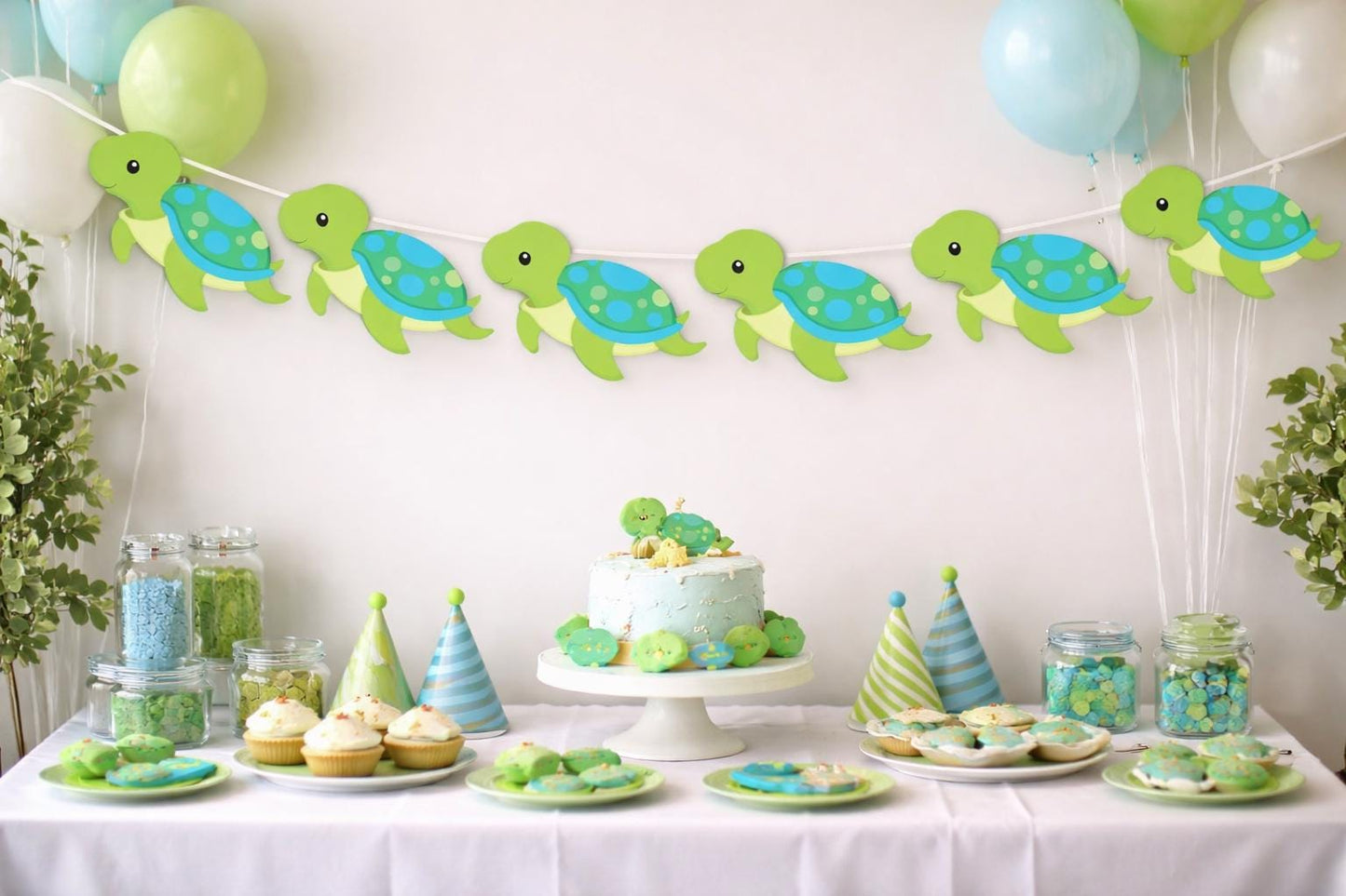 Turtle Garland, Turtle Banner, Turtle Decorations, Under the Sea Banner, Garland, Green Turtle, Baby Shower, Photo Prop